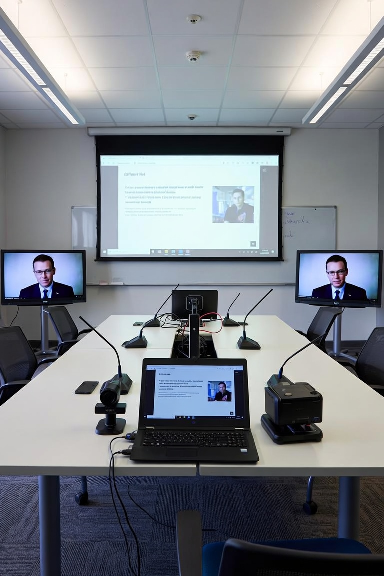 งานเซ็ตอัพระบบจอพรีเซนต์ห้องประชุมใหญ่ และระบบ Video Conference